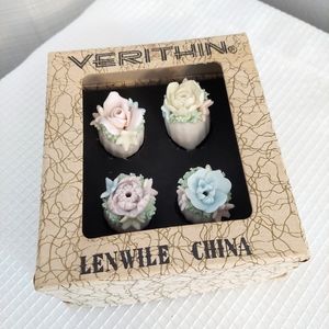 Vtg Verithin Porcelain Salt Or Pepper Shakers Sculpted Floral Bone China